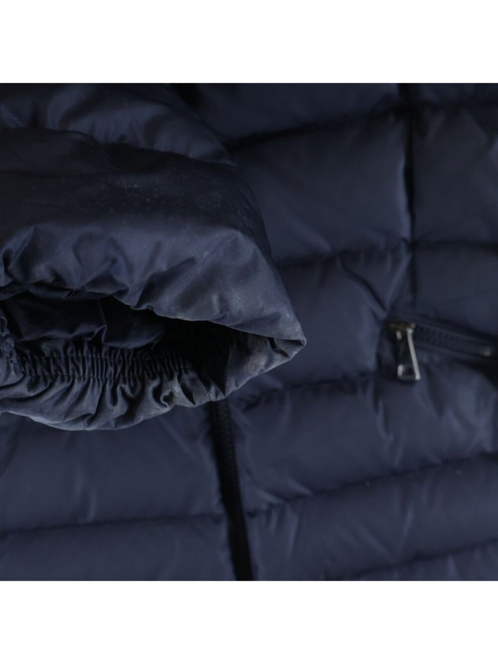 Moncler Flammette Down Coat Nylon Hood Navy - Picture 6 of 8